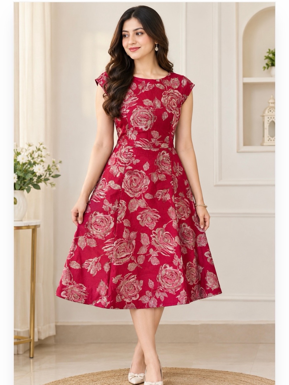The Children's Place Burgundy Floral Midi Dress